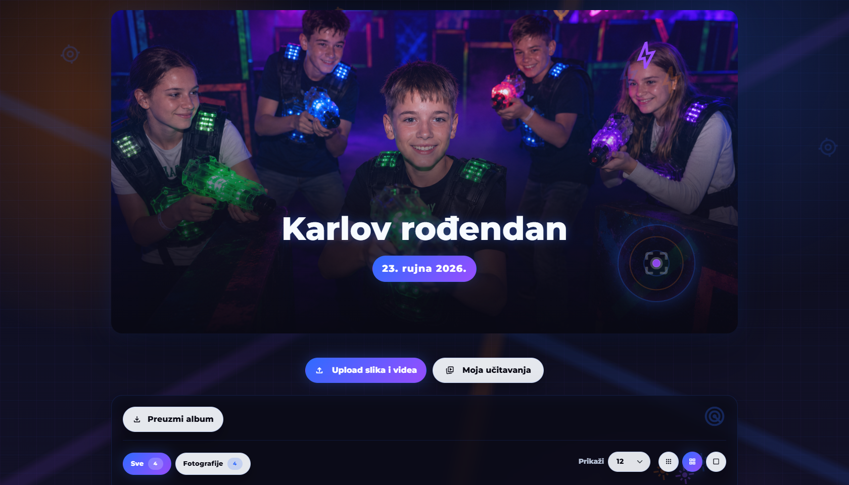 Rođendan predložak Neon za Veseljko QR galeriju