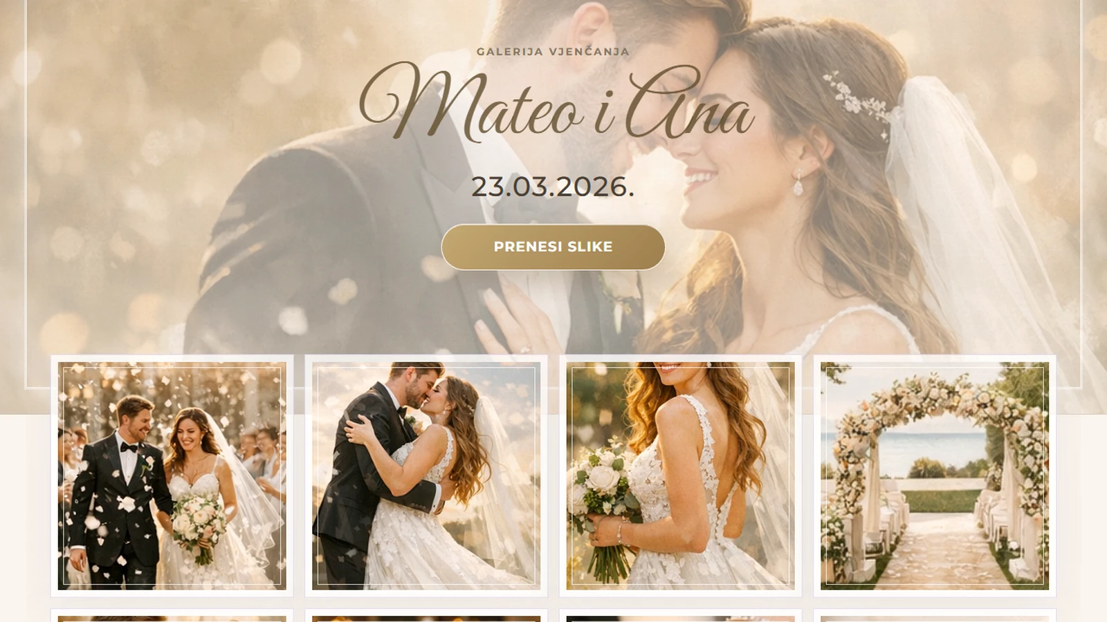 QR kartica na vjenčanom stolu uz mobitel i fotografije gostiju